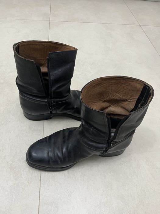 Cizme militare negre barbati vechi din piele