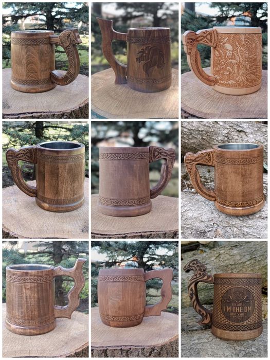 Дървени халби за бира на едро и дребно, собствено производство.