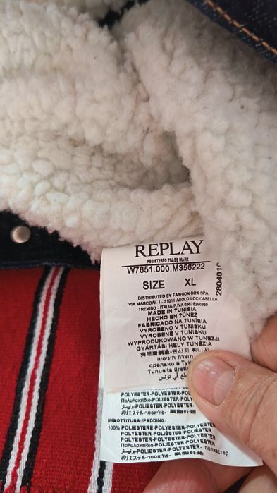 Replay, geaca denim înblanita, XL