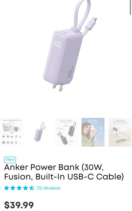 Anker powerbank 2в1 с Блоком зарядки 30w