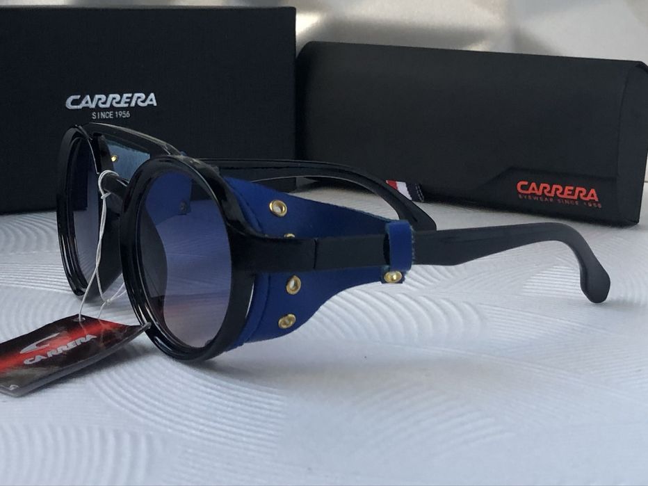 Мъжки слънчеви очила кръгли carrera 3 цвята черни сини жълти