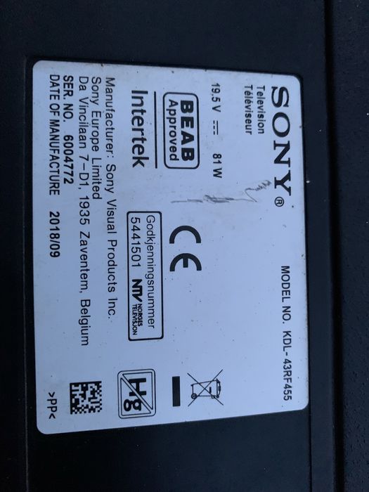 Piese televizor Sony KDL-43RF455 roate placile din televizor