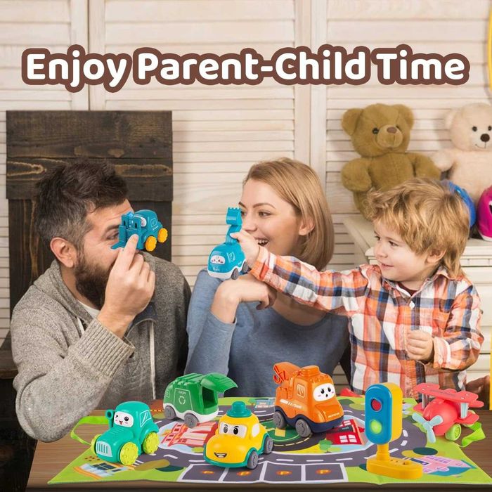 7 превозни средства с карта и светофар, за деца 1-2 години