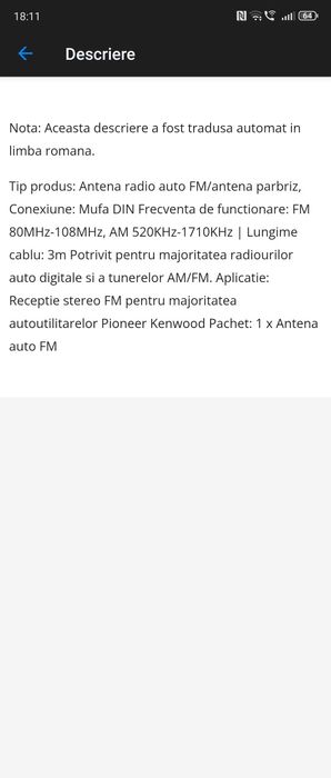 Antenă radio FM pentru mașină