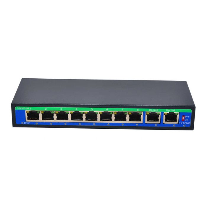 Пое свич комутатор 10‐PORT 10/100Mbps SWITCH WITH 8‐PORT POE + 2UP-Lin
