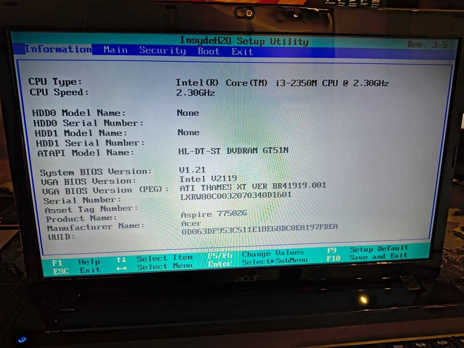 Notebook Acer 7750ZG