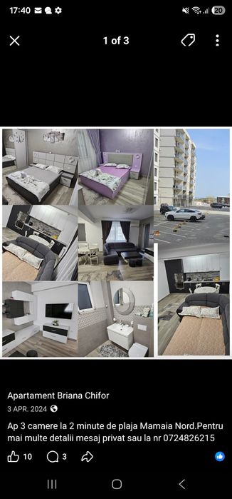 Inchiriez ap 2 si 3 camere Mamaia Nord