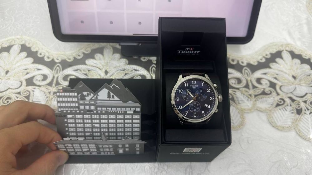 Tissot Chrono XL Classic 45mm Swiss Qaurtz Blue Dial Brown strap торг