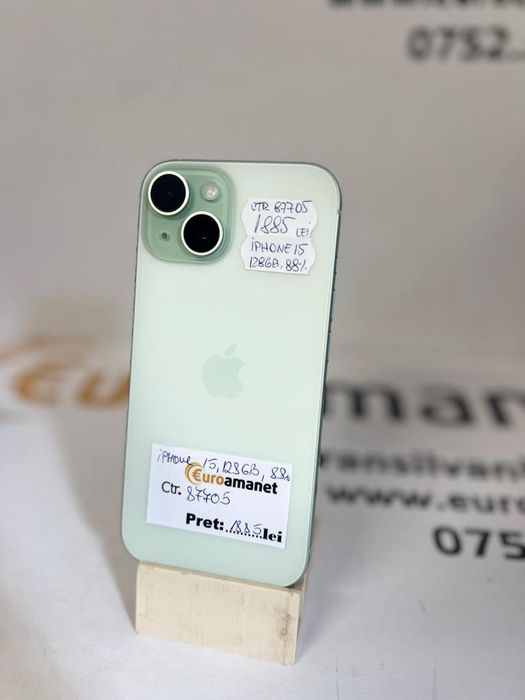 Telefon mobil Apple iPhone 15, 128GB, Baterie 88% -T-