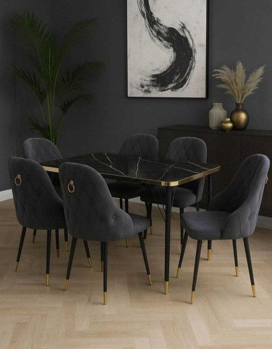 Zamonaviy ovqatlanish stoli va stullari.  Oбеденный стол и стулья