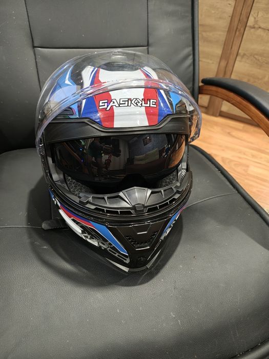 Cască Flip-up (L) cu ochelari fumurii