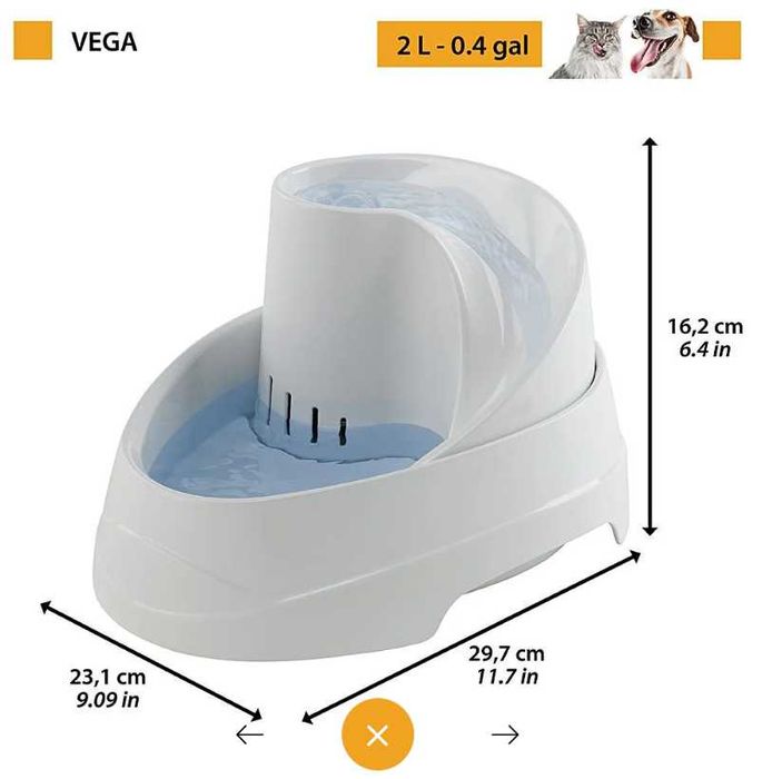 поилка-фонтан за котки/кучета 2L – като нова (Ferplast VEGA sanitized)