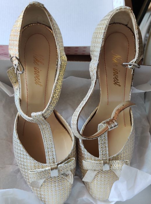 Pantofi Sanda Aurii Piele 37