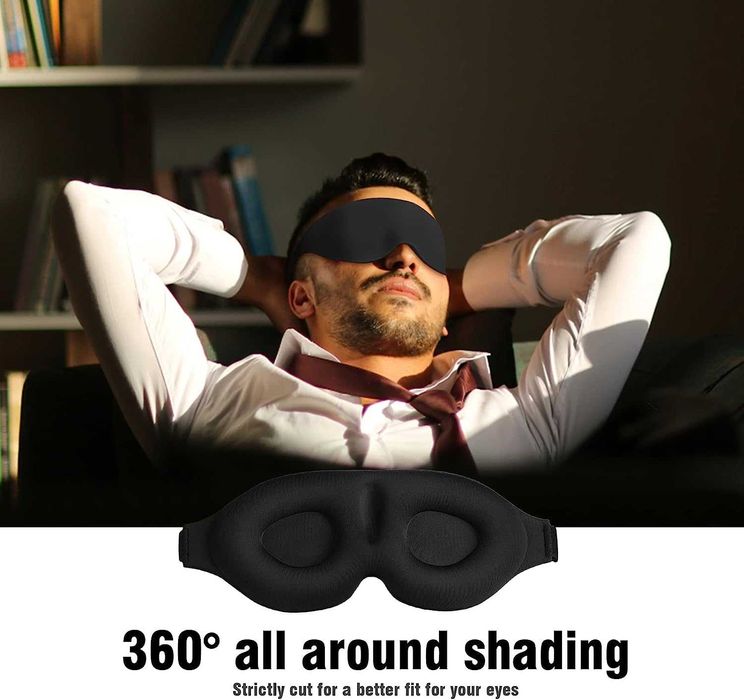 Masca de dormit 3D cu dopuri pentru urechi si husa de depozitare