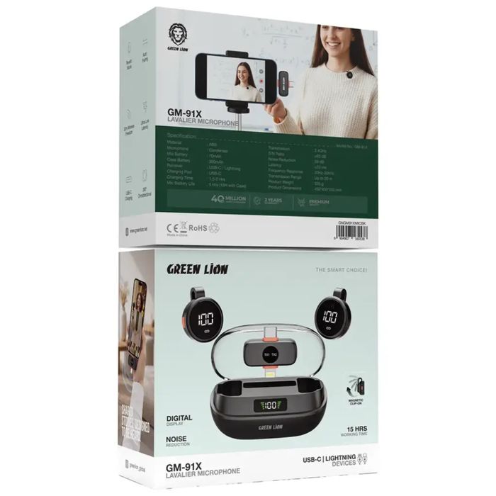 Беспроводной микрофон Green Lion GM-91X 3 в 1 /Петличный/Доставка 24/7