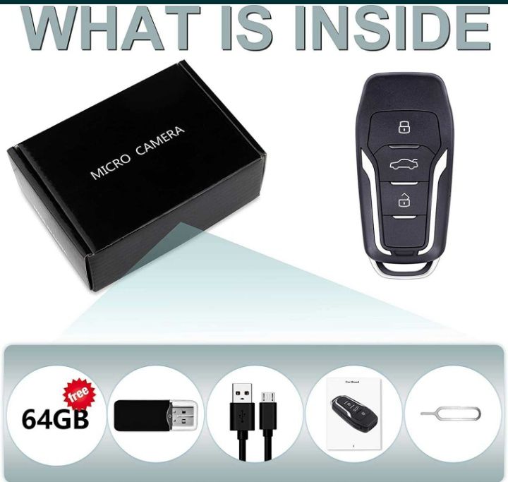 Скрита камера в ключ за автомобил с нощно виждане FULL HD /SK055/