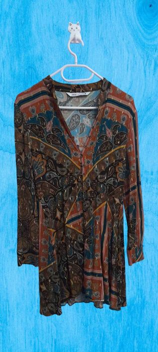 Rochie mini/camasa cu nasturi si detalii aurii Zara S/M