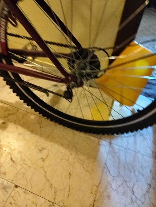 Bicicleta fără cadru vișinie