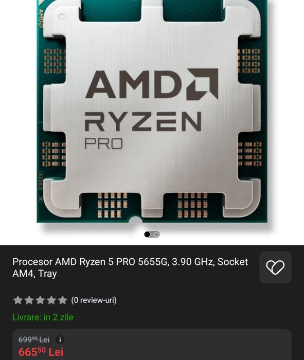 Okazie preț ‼️Procesor AMD Ryzen 5 pro 5655g cu grafica integrata !