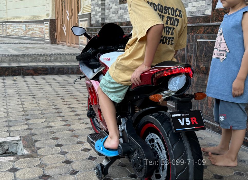 Детский мотоцикл Ducati V5 24V | 2–8 лет, LED, музыка, EVA колеса