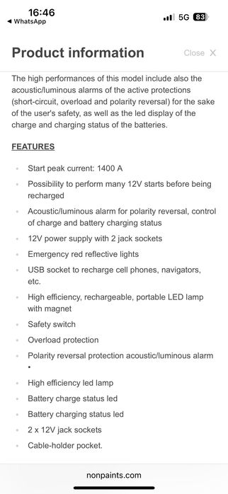 Portable Jump Starter and Battery Booster