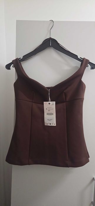 Top Zara tip corset,marimea S,maro,nou,cu eticheta