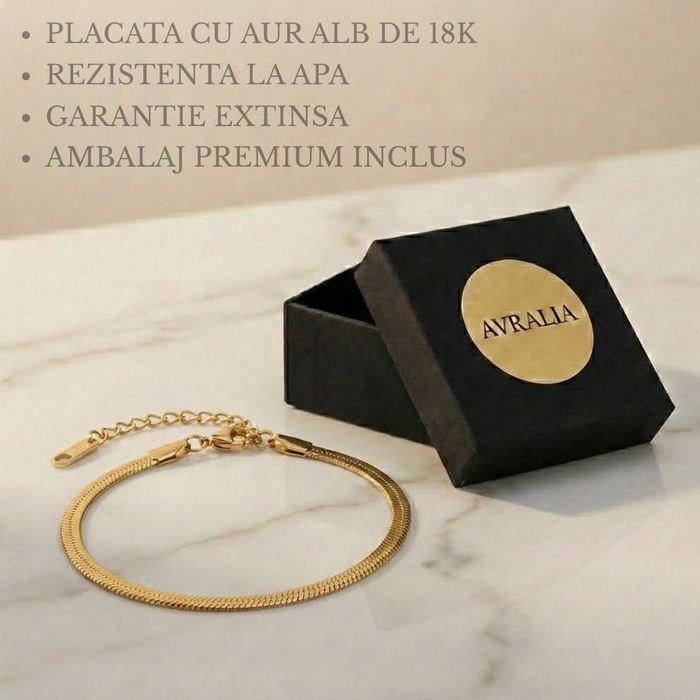 Bratara Premium Placata Aur 18K - Model Snake Minimalist, Set Cadou