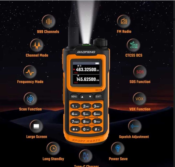 BAOFENG UV-20 ultra 30w 14000mah трибандова Радиостанция Обхват 75 км