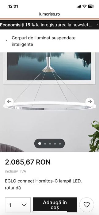 Lampa suspendata EGLO connect Hornitos-C lampă LED, rotundă