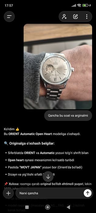 Orient 100% orginal erkaklar soati