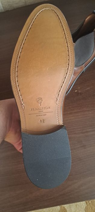 Ghete Chelsea din piele PERALSTON Made in Italy maro nr. 42
