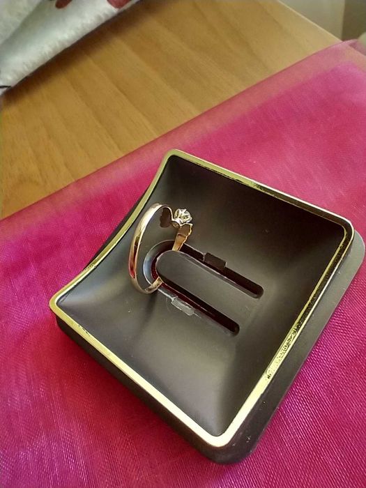 Дамски Пръстен, жълто Злато-14к  с Диамант