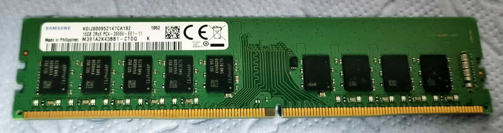 памет RAM  16Gb DDR4 2666 UDIMM, ECC unbuffered