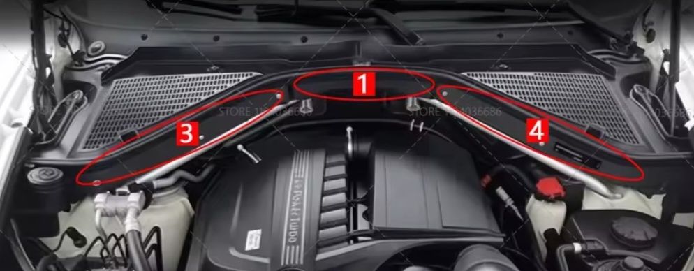 Кори над двигателя/Кора Панели БМВ Е70 BMW E70 X5 под чистачките против пропускливост на вода средна част с гумени уплътнения двигател дюзи