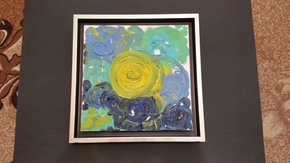Абстрактна картина, рисувана с маслени бои на платно. В чудесна рамка.