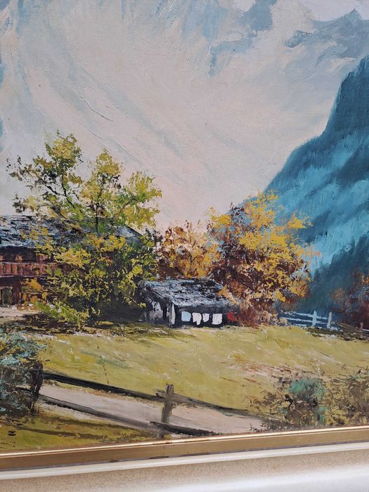 tablou pictura pe panza 92/72 cm semnat Erich K Plank datat 1955