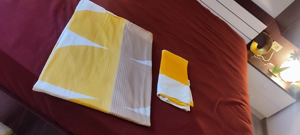 Lenjerie de pat din bumbac satinat 100%, imprimeu geometric, nou