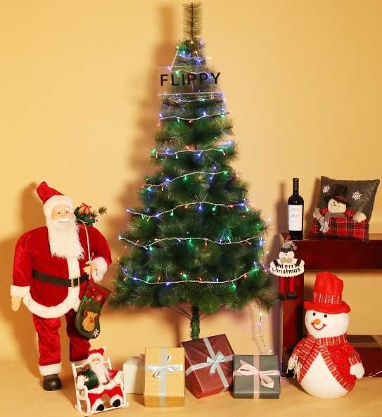 Декорация с бели връхчета Елха + Подарък Лампички 150см със стойка
