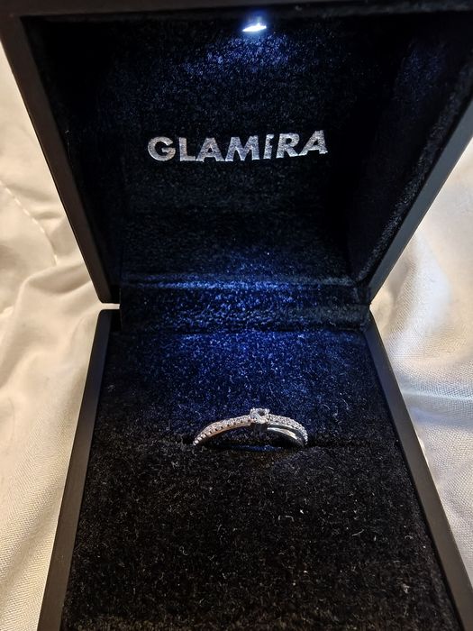 Inel Glamira din argint cu safir alb, nou,masura 50