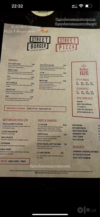 Gordon Ramsay street pizza restoranti menyusi retseptlari