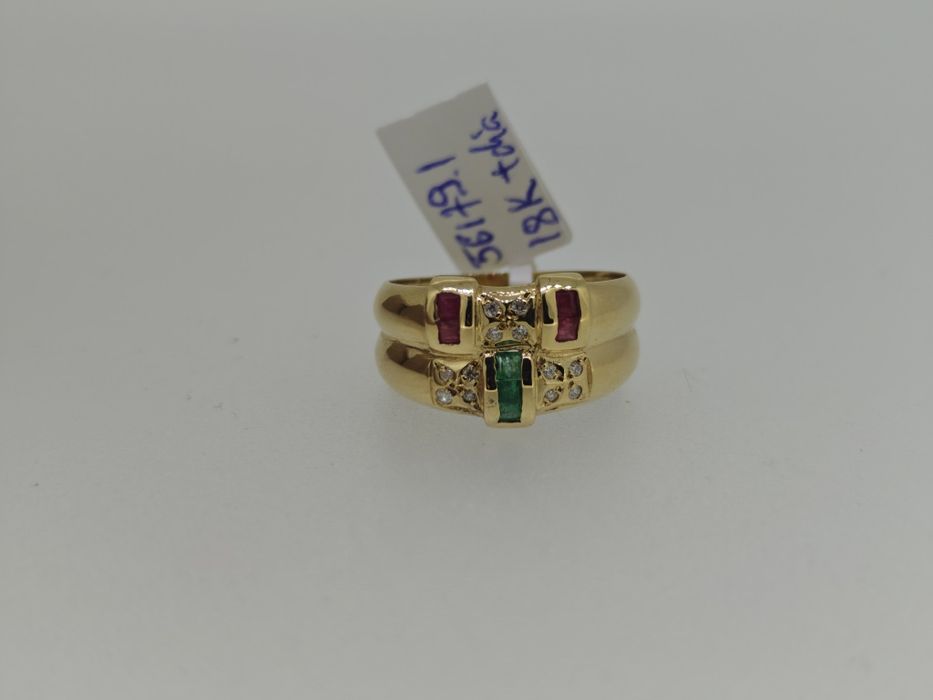 Inel aur 18k 4.40gr cu diamante smaralde și rubine (r)