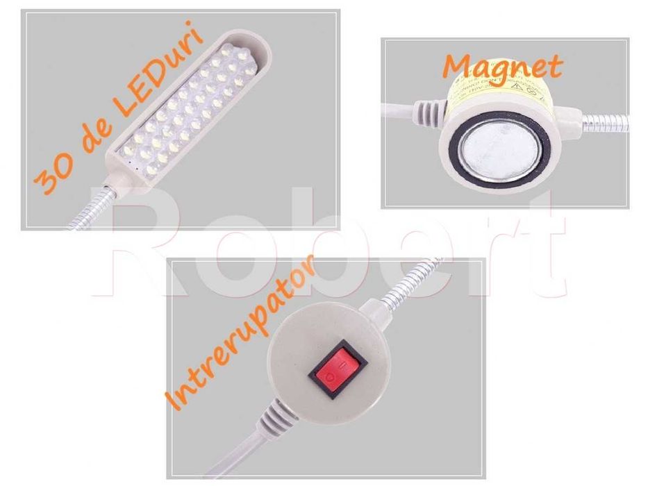 Lampa LED cu 30 leduri cu iluminare alba - pt masini de cusut, bancuri lucru, etc - de CALITATE buna