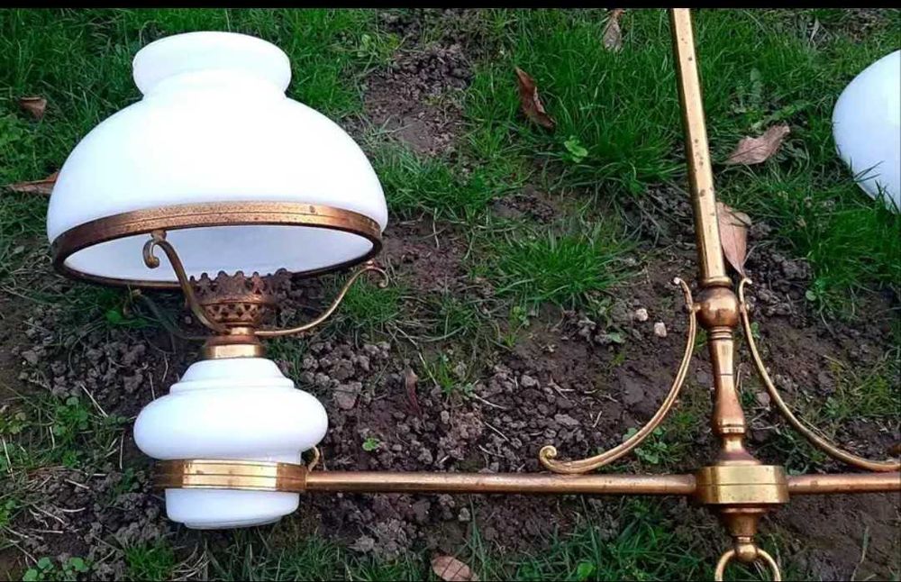 Голяма Френска антикварна лампа, 1920г–месинг, 89см/ 81см