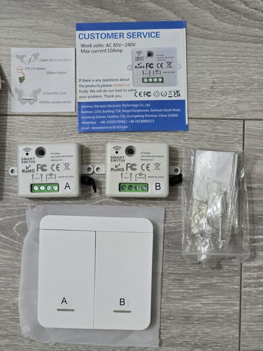 Wireless Light Switch DieseRC – Comutator fără fir 10A RF cu receptor