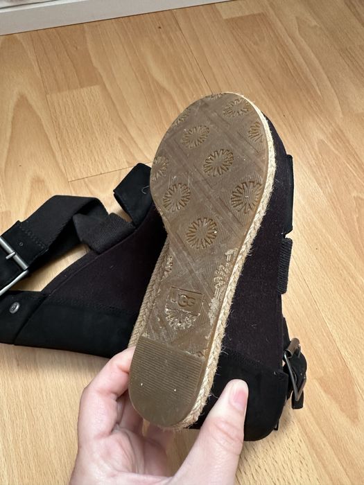 Ugg 36 р-р черни сандали на платформа/ еспадрили/ обувки