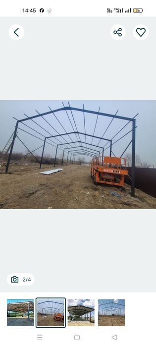 Vând hala pe structură metalică demontabila 10x20x4