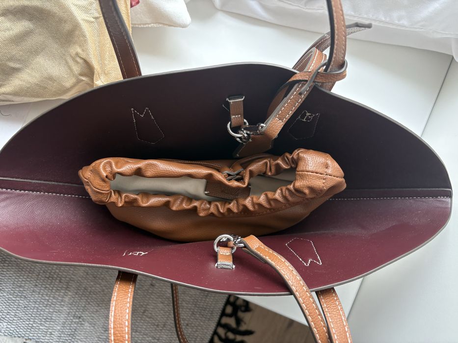 Zara кафява кожена чанта