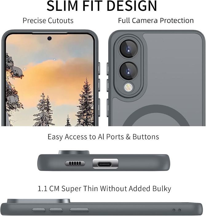 Матов magsafe кейс за samsung galaxy s25 edge - титаниево сив