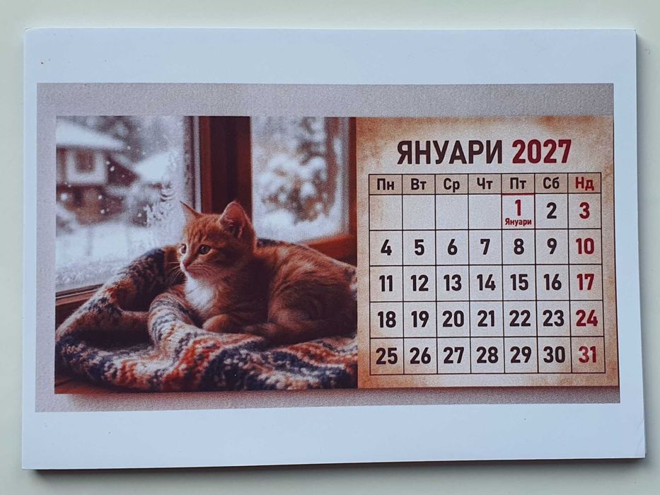 Календар 2027 с котенца