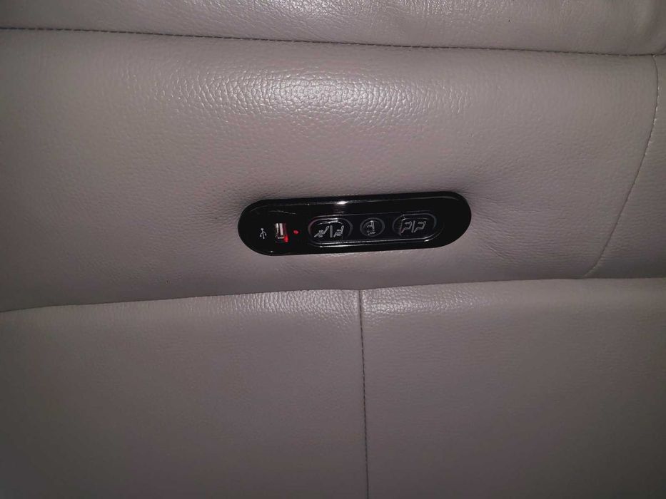 Сив кожен ъглов диван с електрически релакс механизъм